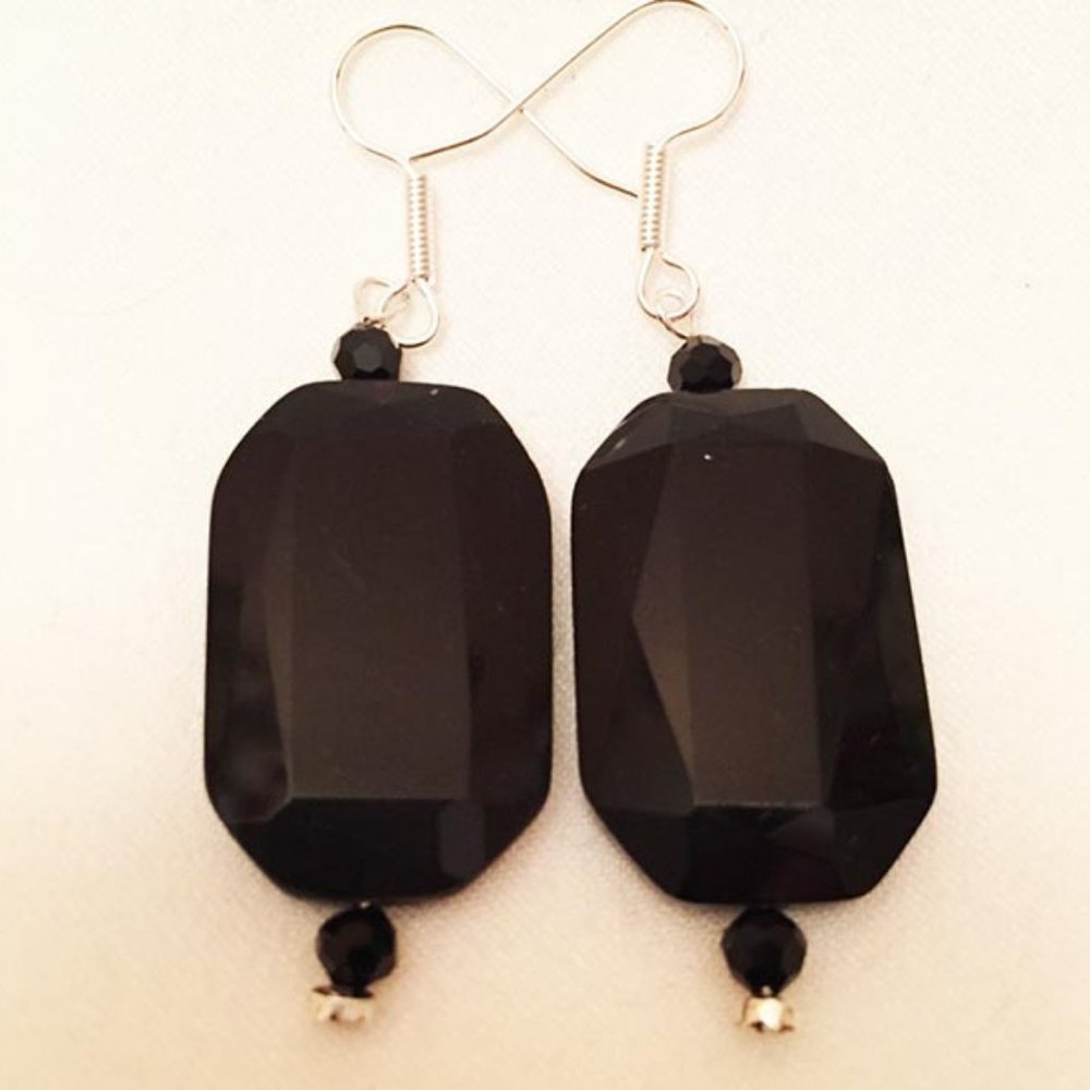 Octagonal Onyx Earrings